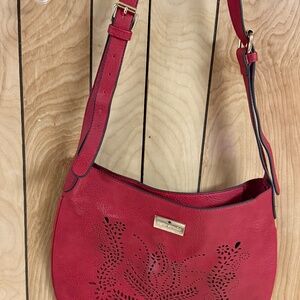 Authentic Kate Spade  Laser Cut Front Red Crossbody Bag EUC